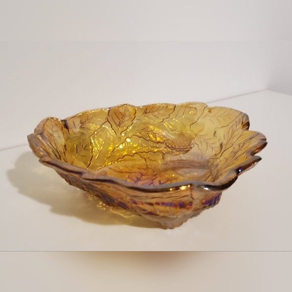 Vintage Indiana Carnival Iridescent Orange Amber Glass Bowl - Picture 5 of 8